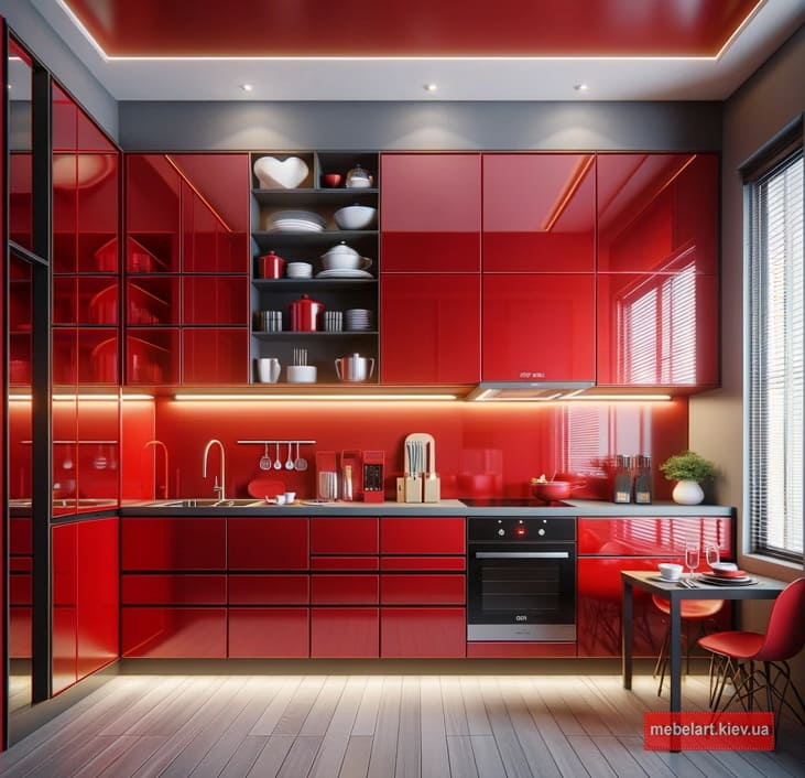 маленькая красная кухня