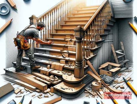 услуги ремонта деревянной лестницы