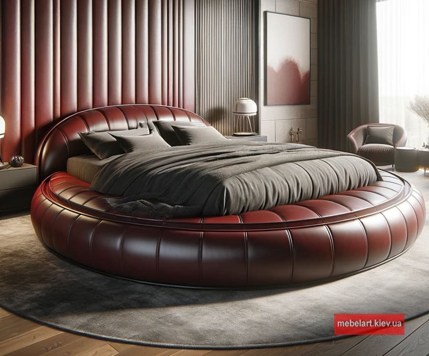 кровать круглая красная
