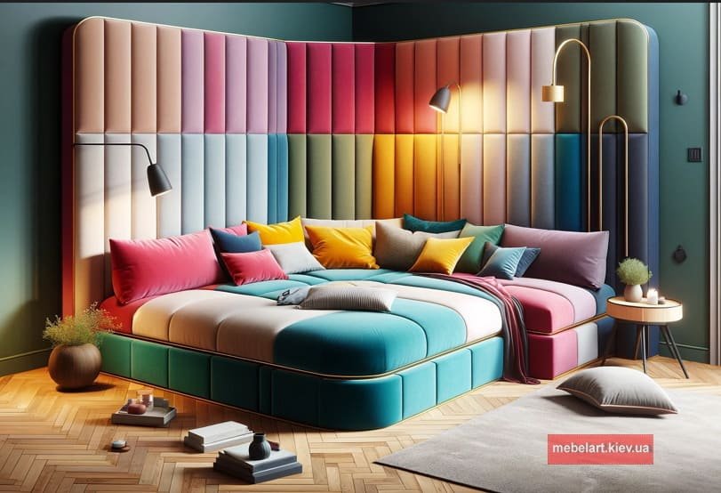 цветной диван п образный на заказ