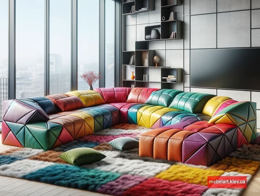 разноцветный диван бескаркасный
