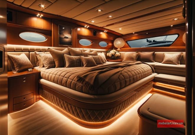 заказная встроенная кровать в яхту