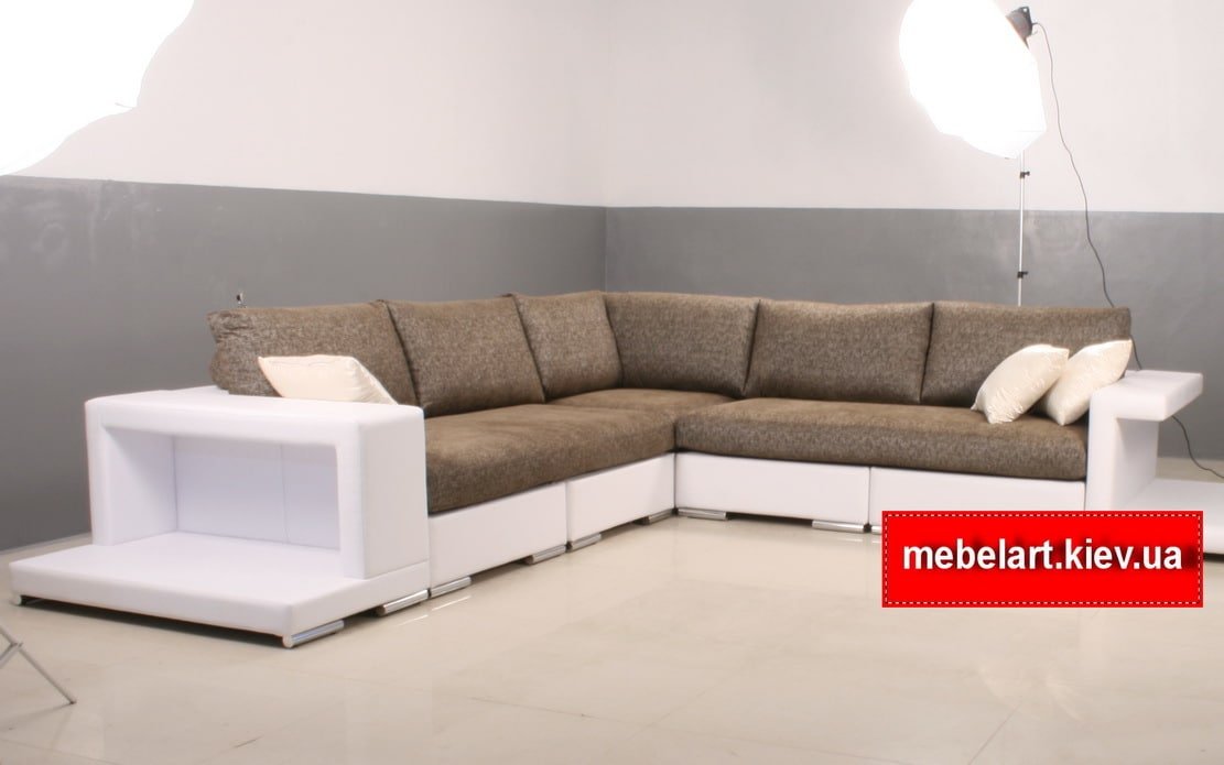 Модульный бело-серый диван для гостиной в стиле Модерн