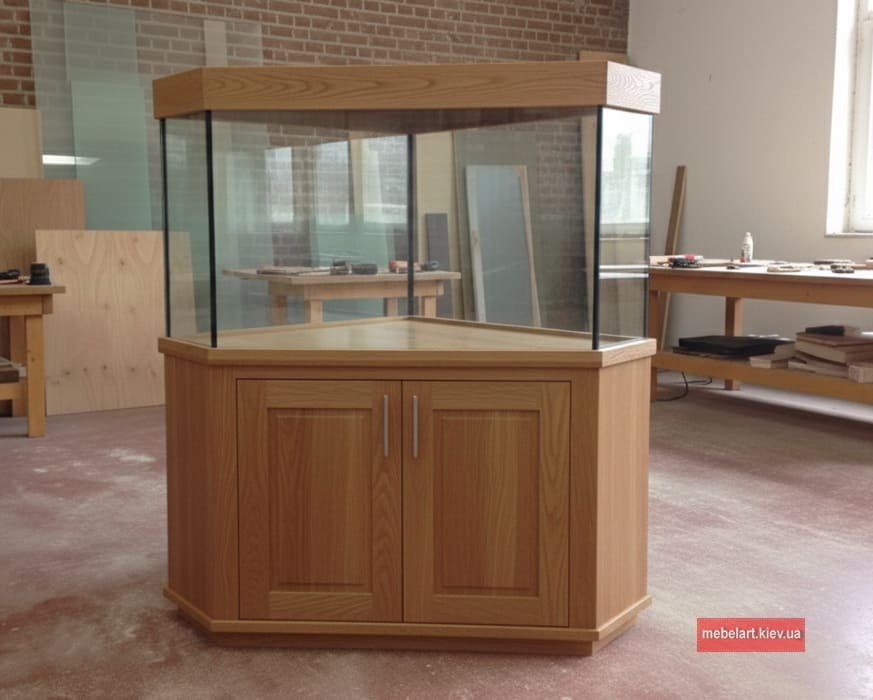 Кутова дерев'яна тумба під акваріум на замовлення