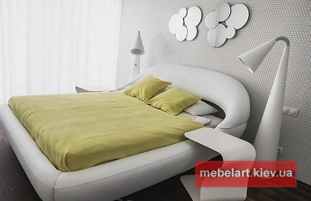 дизайнерская мягкая белая кровать