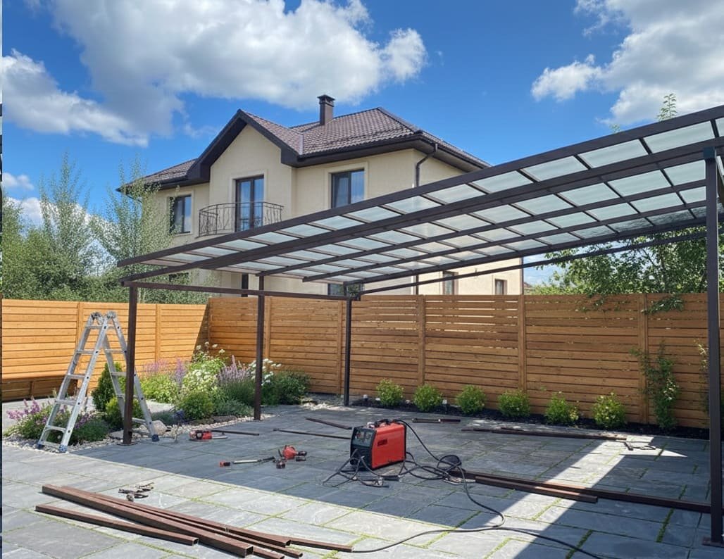 изготовить навес из металла