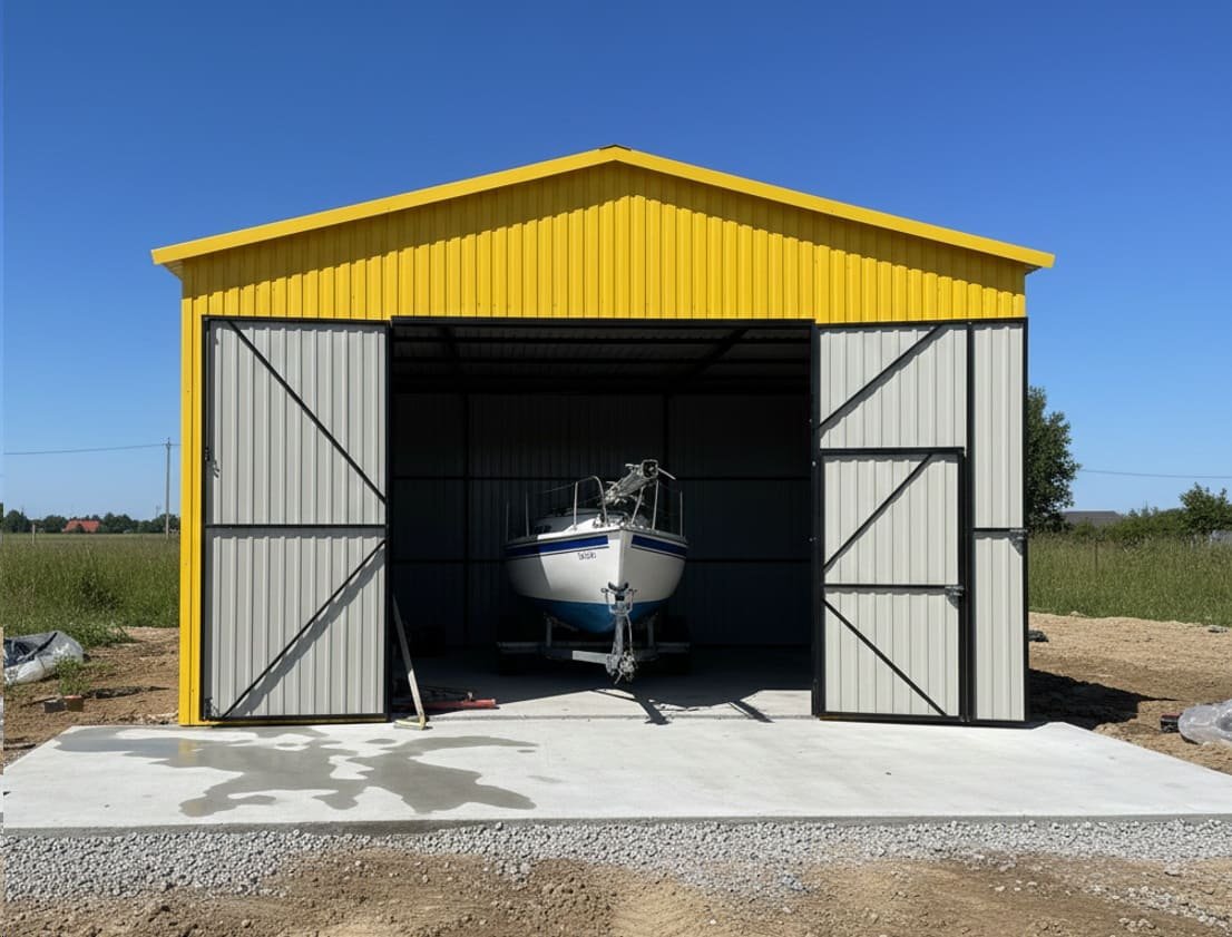 гараж металлический для яхты