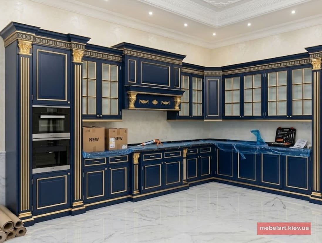 дизайн проєкт класичної дубової елітної кухні