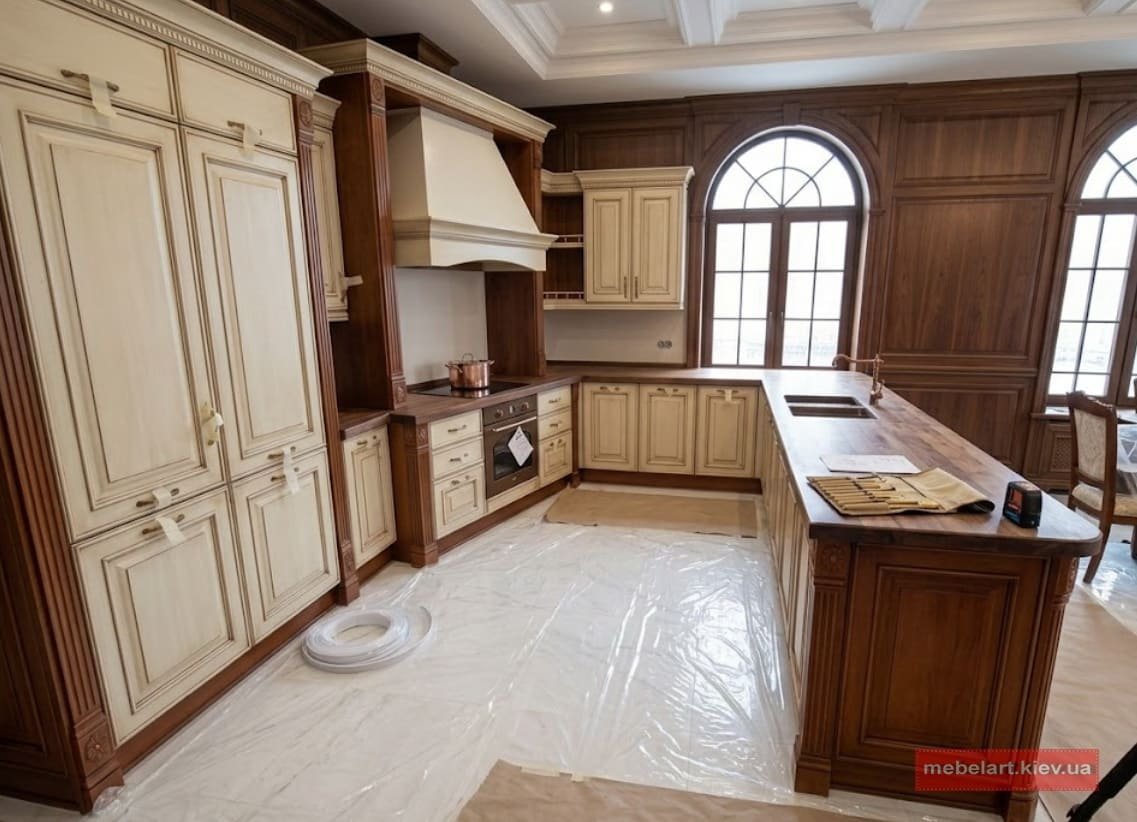 дизайн проєкт кутової кухні з молдингом