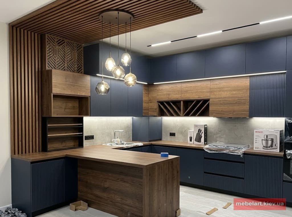 дизайн проєкт кухні з барною стійкою