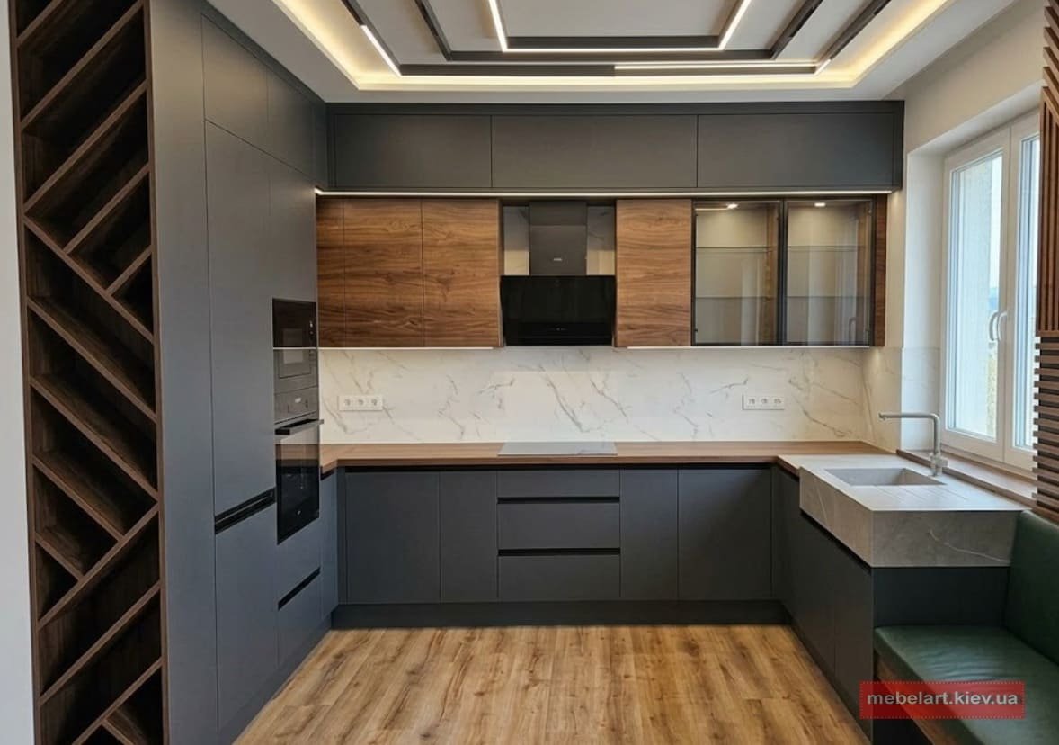 дизайн проєкт кухні з баром для вина