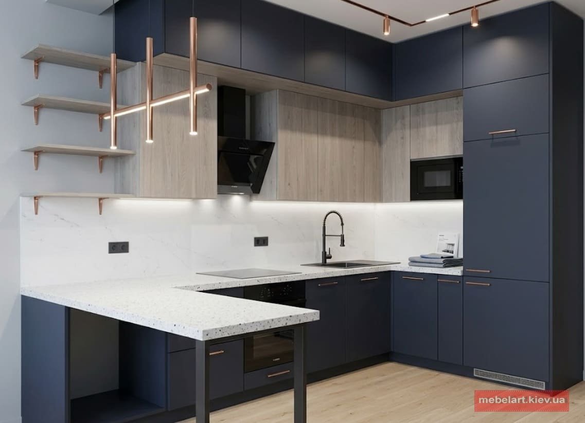дизайн проєкт кухні П-подібної форми
