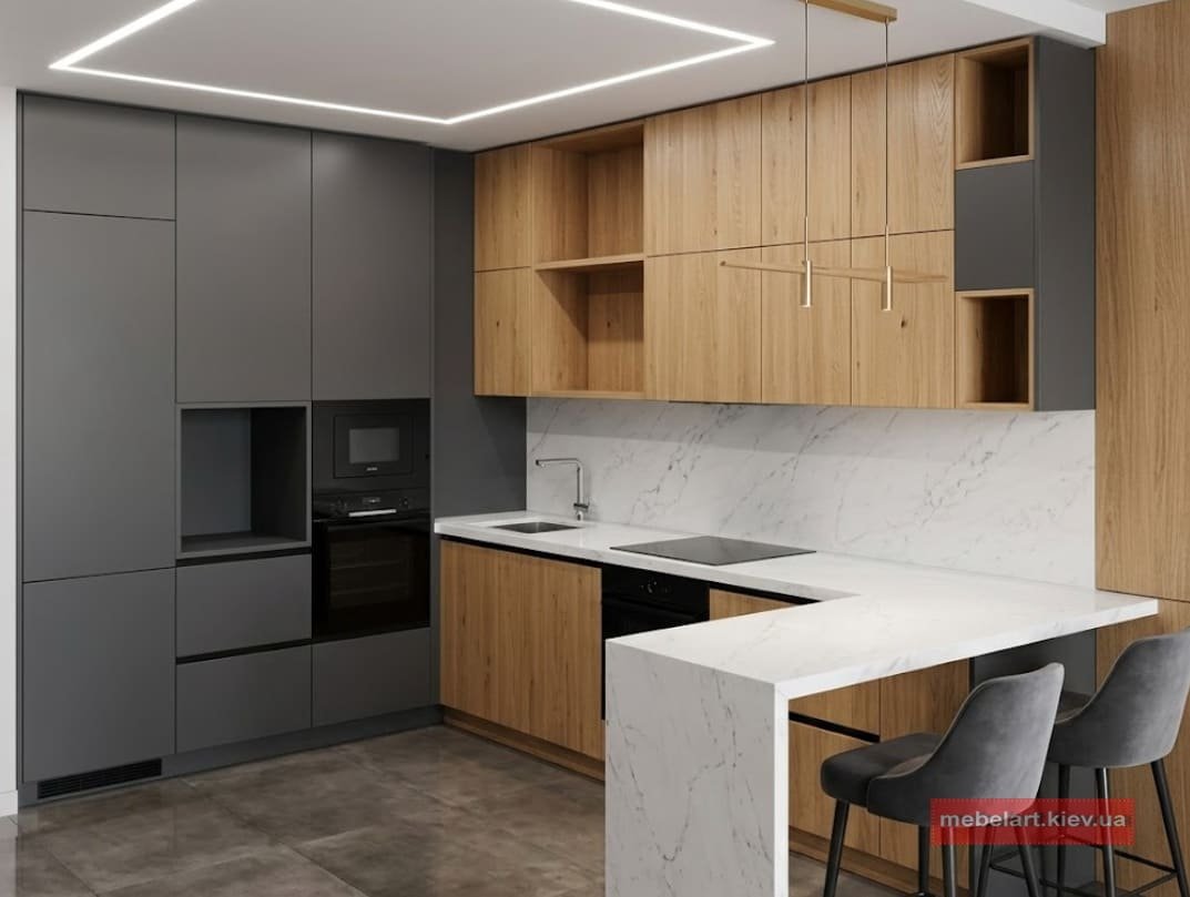 дизайн кухні з кам'яною стільницею