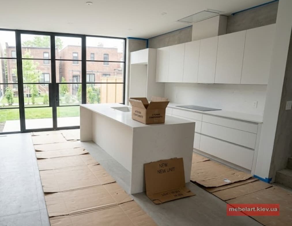 кухня хай-тек з глянцевими поверхнями