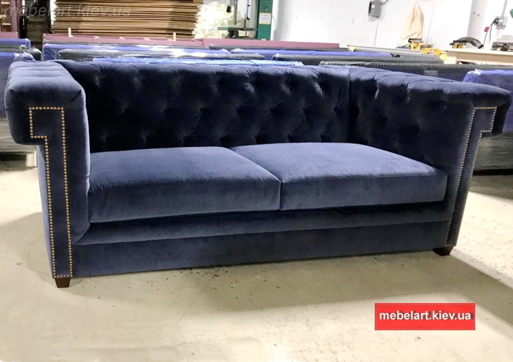 синий прямой экслкюзивный диван
