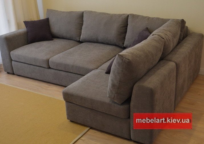 заказной диван серый угловой формы