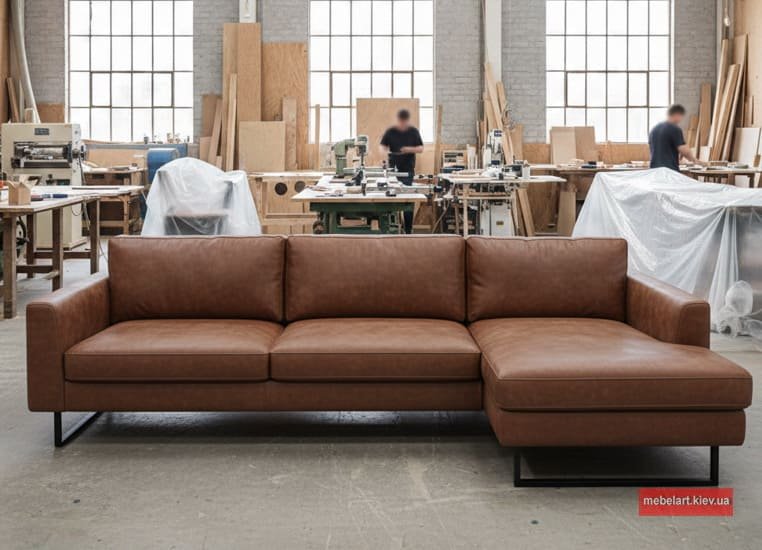 угловой диван из кожи лофт