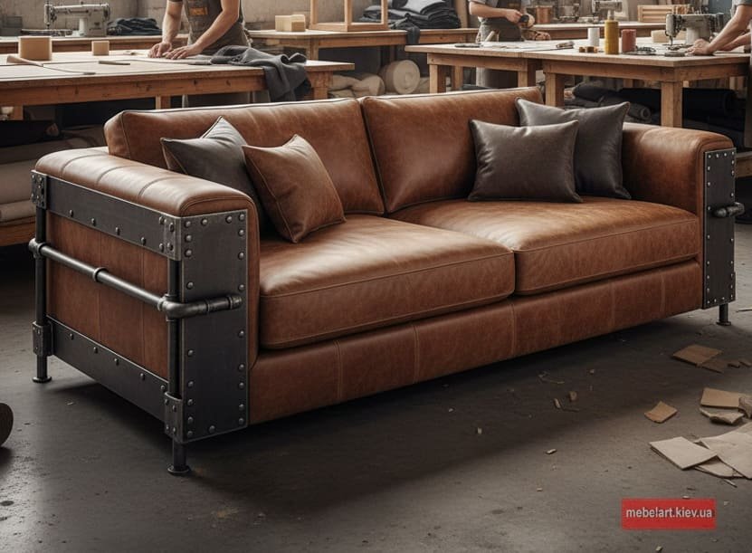 диван в стиле индустриальном